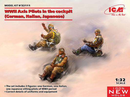 ICM 32111 1:32 WWII Axis Pilots in the Cockpit (German Luftwaffe, Italian, Japanese)