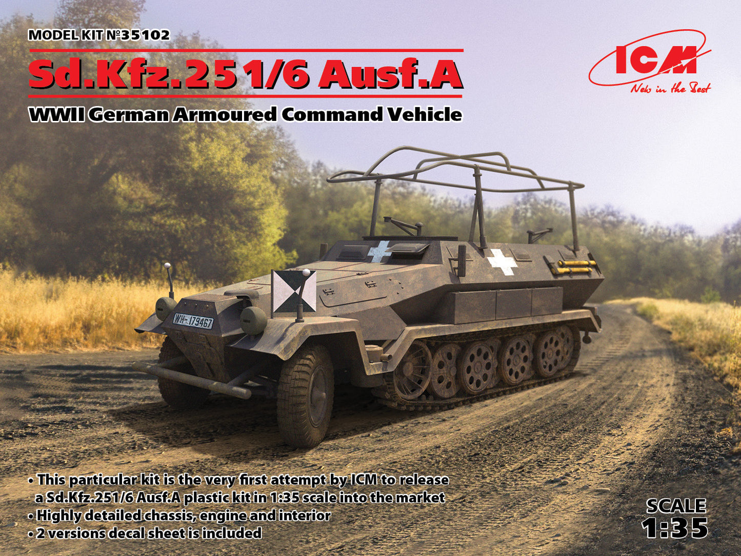 ICM 35102 1:35 Sd.Kfz.251/6 Ausf.A WWII German Armoured Command Vehicle