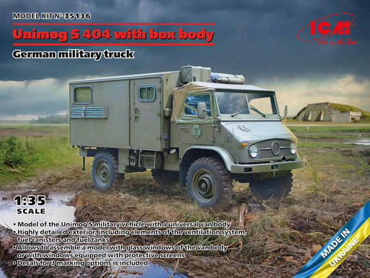 ICM 35136 1:35 Unimog S 404 with Box Body German Military Truck