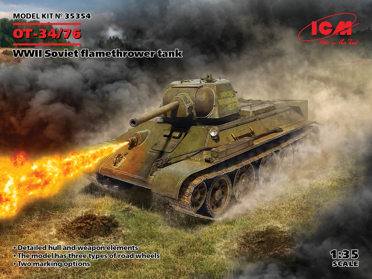 ICM 35354 1:35 Soviet ÐÐ¢-34/76 WWII Flamethrower Tank