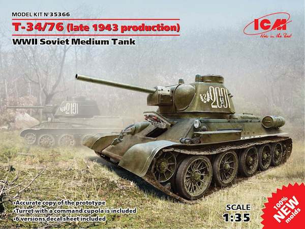 ICM 35366 1:35 Soviet T-34/76 (Late 1943 Production) WWII Medium Tank