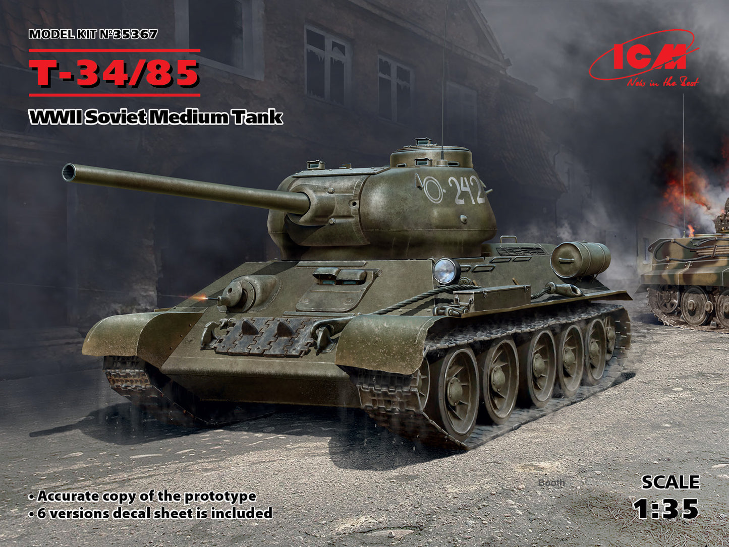 ICM 35367 1:35 Soviet Ð¢-34/85 WWII Soviet Medium Tank