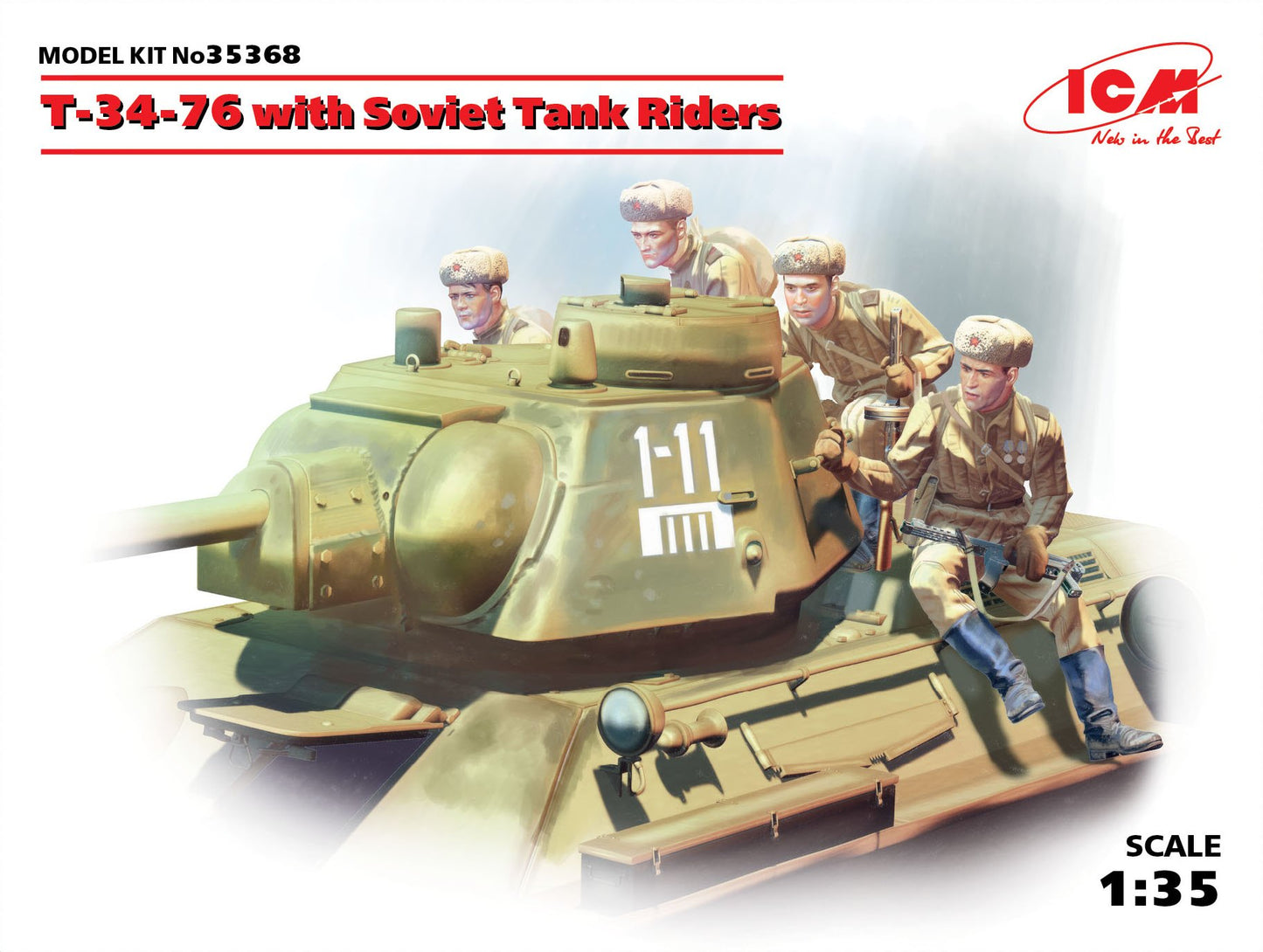 ICM 35368 1:35 Soviet T-34/76 with Tank Riders