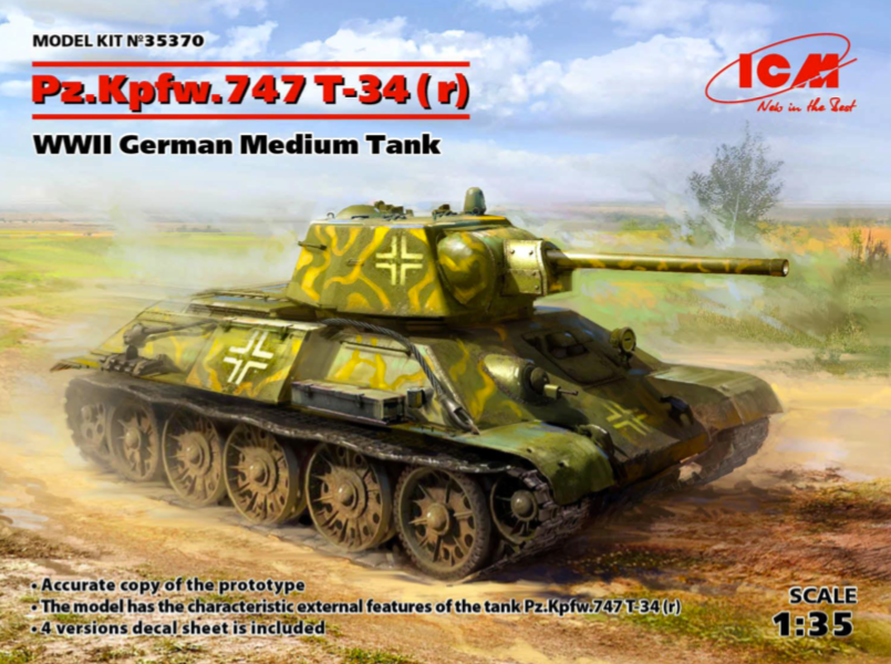 ICM 35370 1:35 Pz.Kpfw. T-34-747(r) WWII German Medium Tank