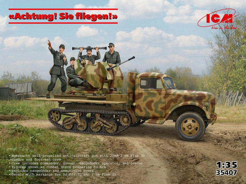 ICM 35407 1:35 Achtung! Sie fliegen! Sd.Kfz.3b with 2 cm Flak 38 and Crew