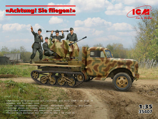 ICM 35407 1:35 Achtung! Sie fliegen! Sd.Kfz.3b with 2 cm Flak 38 and Crew
