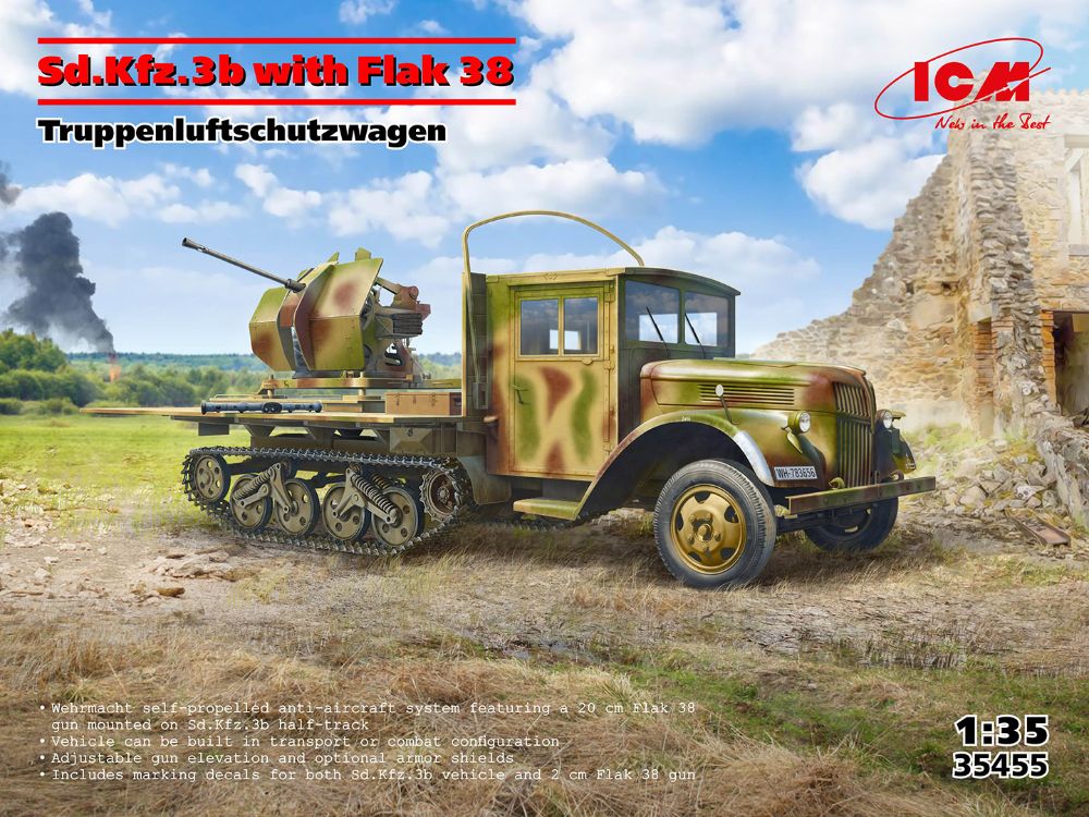 ICM 35455 1:35 Sd.Kfz.3b with Flak 38 Truppenluftschutzwagen