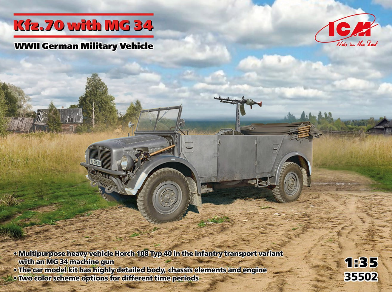 ICM 35502 1:35 Kfz.70 with MG 34, WWII German Military Vehicle