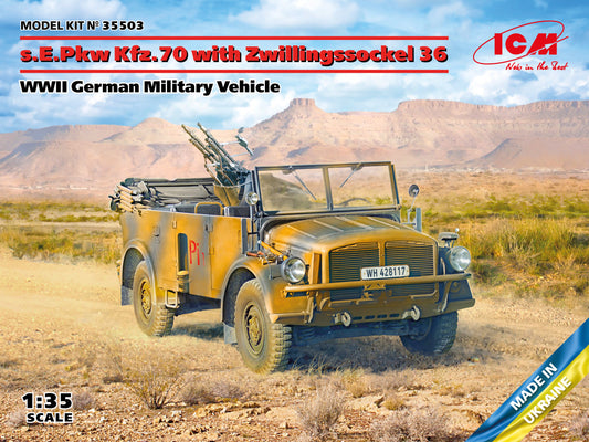 ICM 35503 1:35 s.E.Pkw Kfz.70 with Zwillingssockel 36 WWII German Military Vehicle