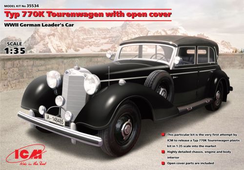 ICM 35534 1:35 Typ 770K Tourenwagen with Open Cover WWII German Leader's Car