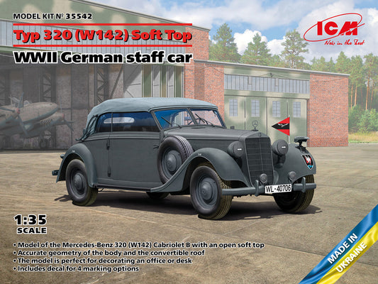 ICM 35542 1:35 Typ 320 (W142) Cabriolet Soft Top, WWII German staff car