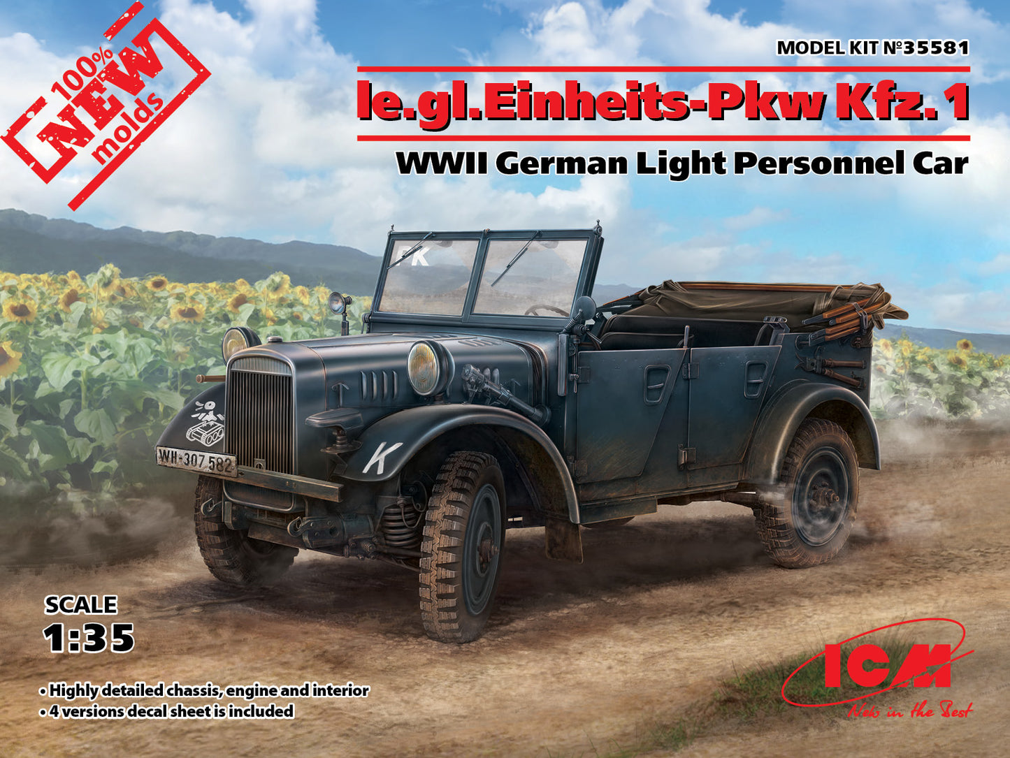 ICM 35581 1:35 le.gl. Einheits-Pkw Kfz.1 WWII German Light Personnel Car