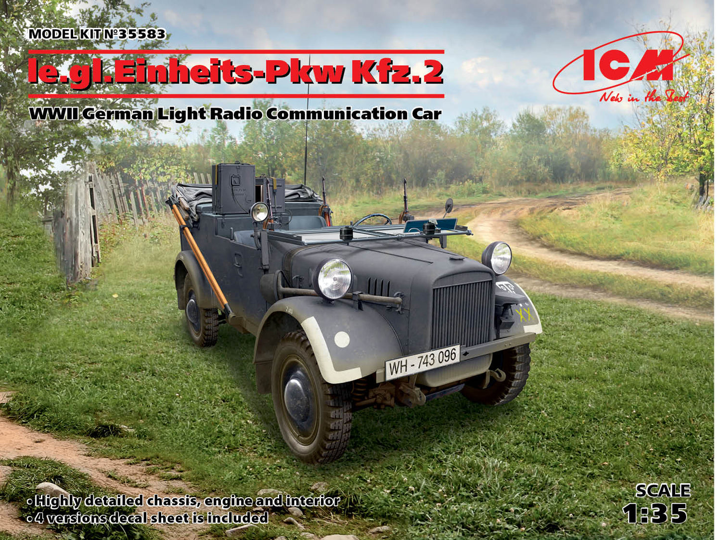 ICM 35583 1:35 le.gl. Einheitz-Pkw Kfz.2 WWII German Light Radio Communication Car