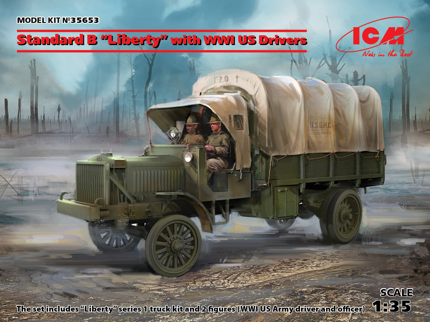 ICM 35653 1:35 Standard B âLibertyâ with WWI US Drivers