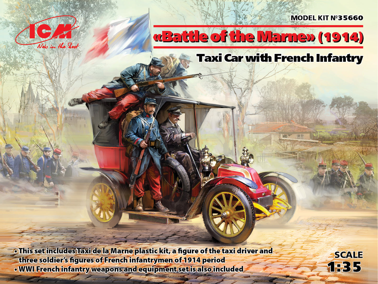 ICM 35660 1:35 'Battle of the Marne' (1914) Taxi Car with French Infantry