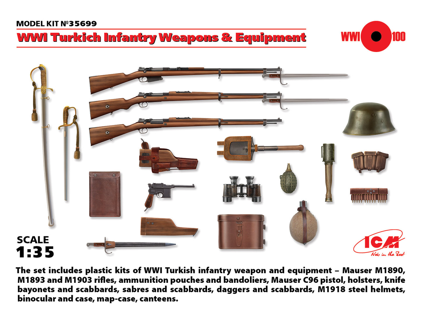 ICM 35699 1:35 Turkish Infantry (1915-1918) Weapons & Equipment