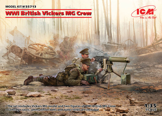 ICM 35713 1:35 WWI British Vickers MG Crew (Vickers MG & 2 figures)