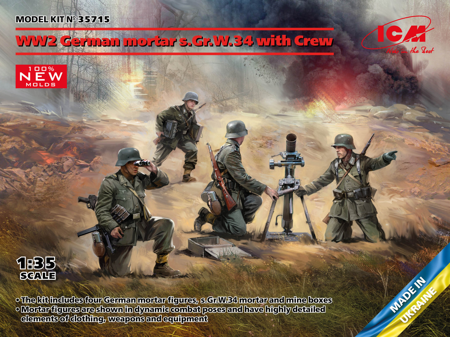 ICM 35715 1:35 s.Gr.W.34 WWII German Mortar with Crew