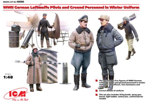 ICM 48086 1:48 WWII German Luftwaffe Pilots & Ground Personnel in Winter Uniform