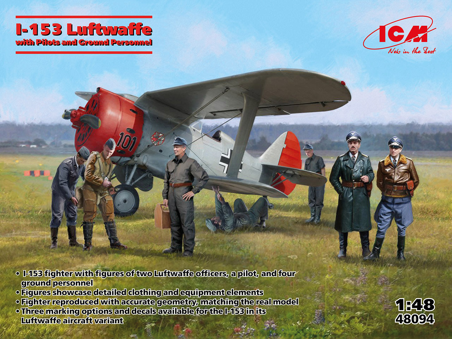 ICM 48094 1:48 Polikarpov I-153 with Luftwaffe Pilots and Ground Personnel