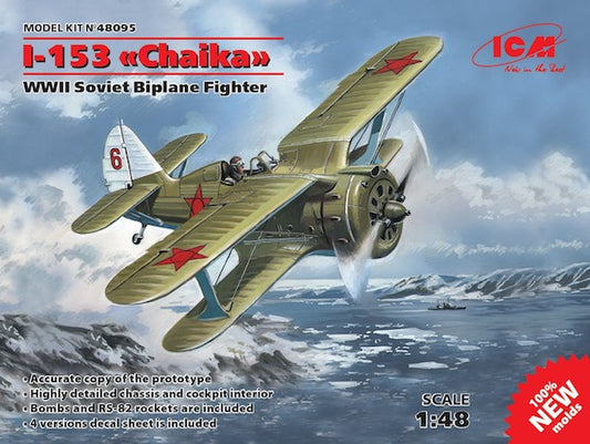 ICM 48095 1:48 Polikarpov I-153 WWII Soviet Biplane Fighter