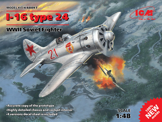 ICM 48097 1:48 Polikarpov I-16 type 24 WWII Soviet Fighter