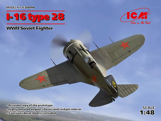 ICM 48098 1:48 Polikarpov I-16 type 28 WWII Soviet Fighter