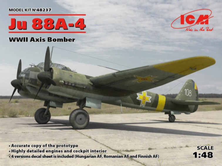 ICM 48237 1:48 Junkers Ju-88A-4 WWII Axis Bomber