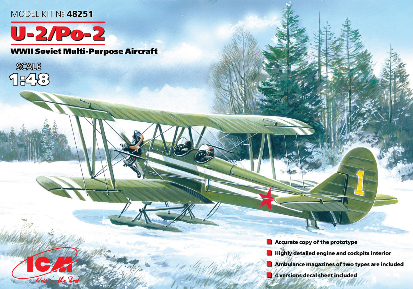 ICM 48251 1:48 Polikarpov U-2/Po-2 WWII Soviet Multi-Purpose Aircraft