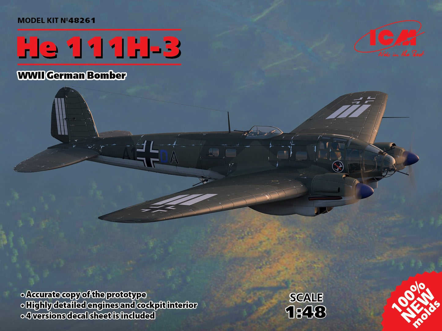 ICM 48261 1:48 Heinkel He-111H-3 WWII German Bomber