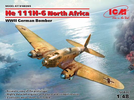 ICM 48265 1:48 Heinkel He-111H-6 North Africa WWII German Bomber