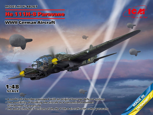 ICM 48267 1:48 Heinkel He111 H-8 with Anti-Barrage Balloon Paravane