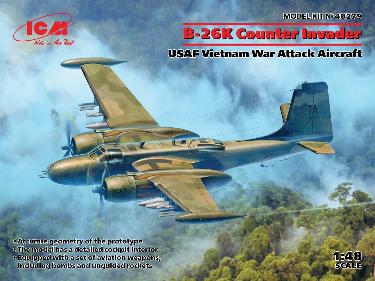 ICM 48279 1:48 Douglas B-26K Counter Invader USAF Vietnam War Attack Aircraft