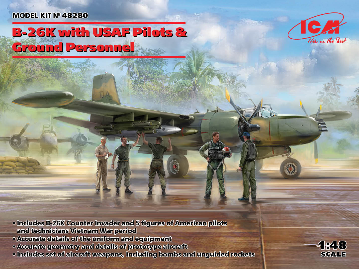 ICM 48280 1:48 Douglas B-26K with USAF Pilots & Ground Personnel