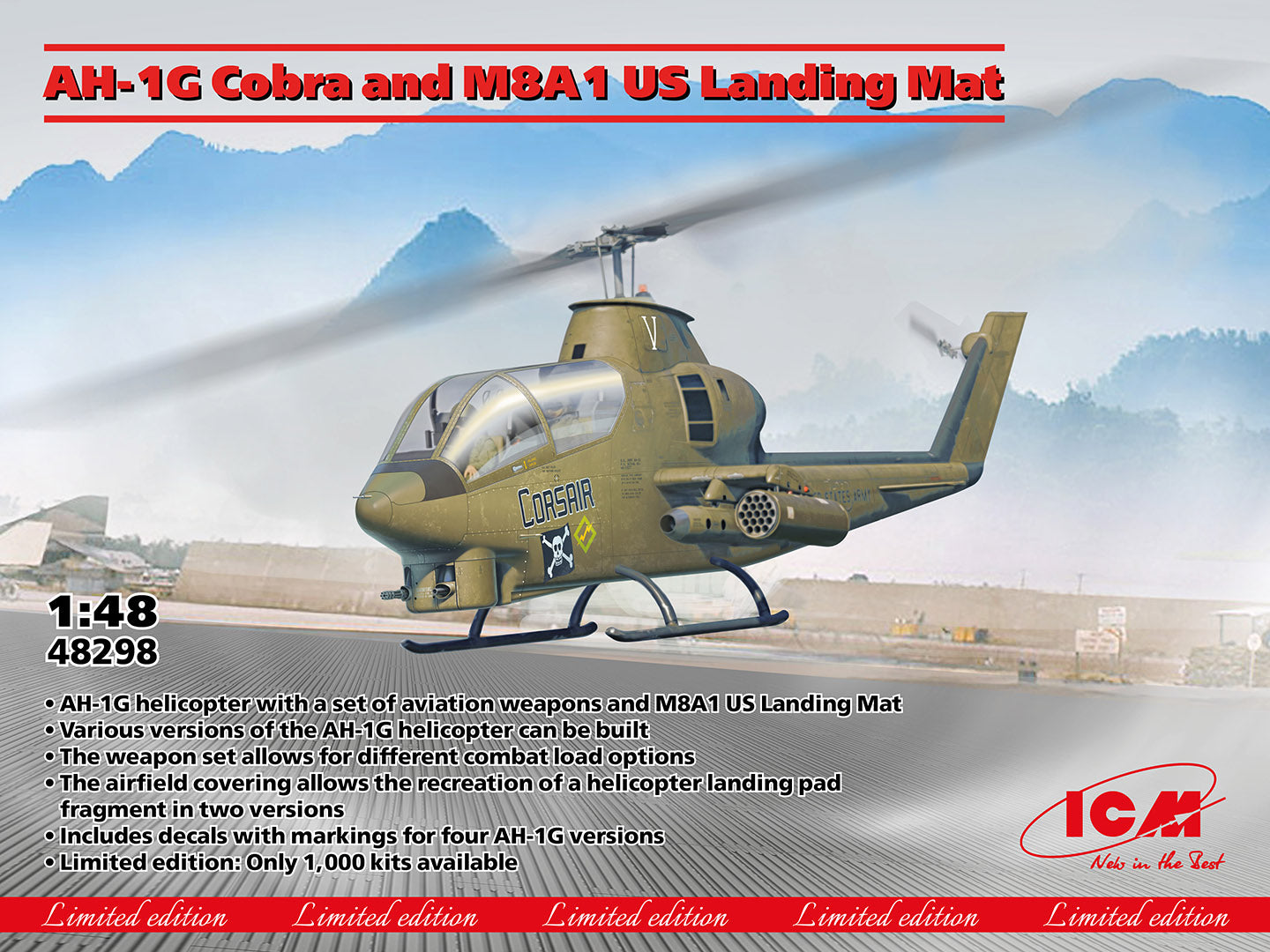 ICM 48298 1:48 Bell AH-1G Cobra and M8A1 US Landing Mat