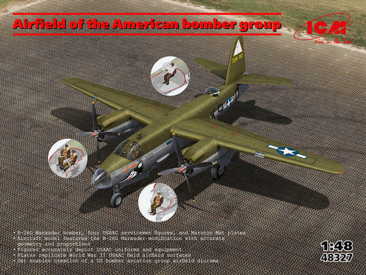 ICM 48327 1:48 Martin B-26G Marauder, Marston mat base and 4 crew figures,