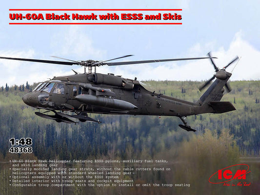 ICM 48368 1:48 Sikorsky UH-60A Black Hawk with ESSS and skis