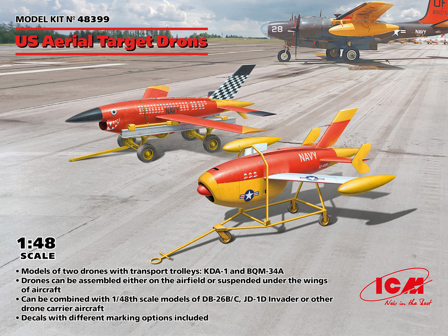 ICM 48399 1:48 US Aerial Target Drones 2 drones and 2 trailers