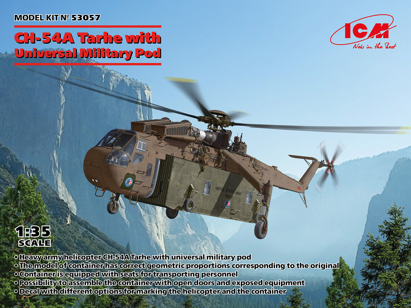 ICM 53057 1:35 Sikorsky CH-54A 'Tarhe' with Universal Military Pod