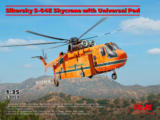 ICM 53059 1:35 Sikorsky S-64E Skycrane Erickson fire fighting with universal pod