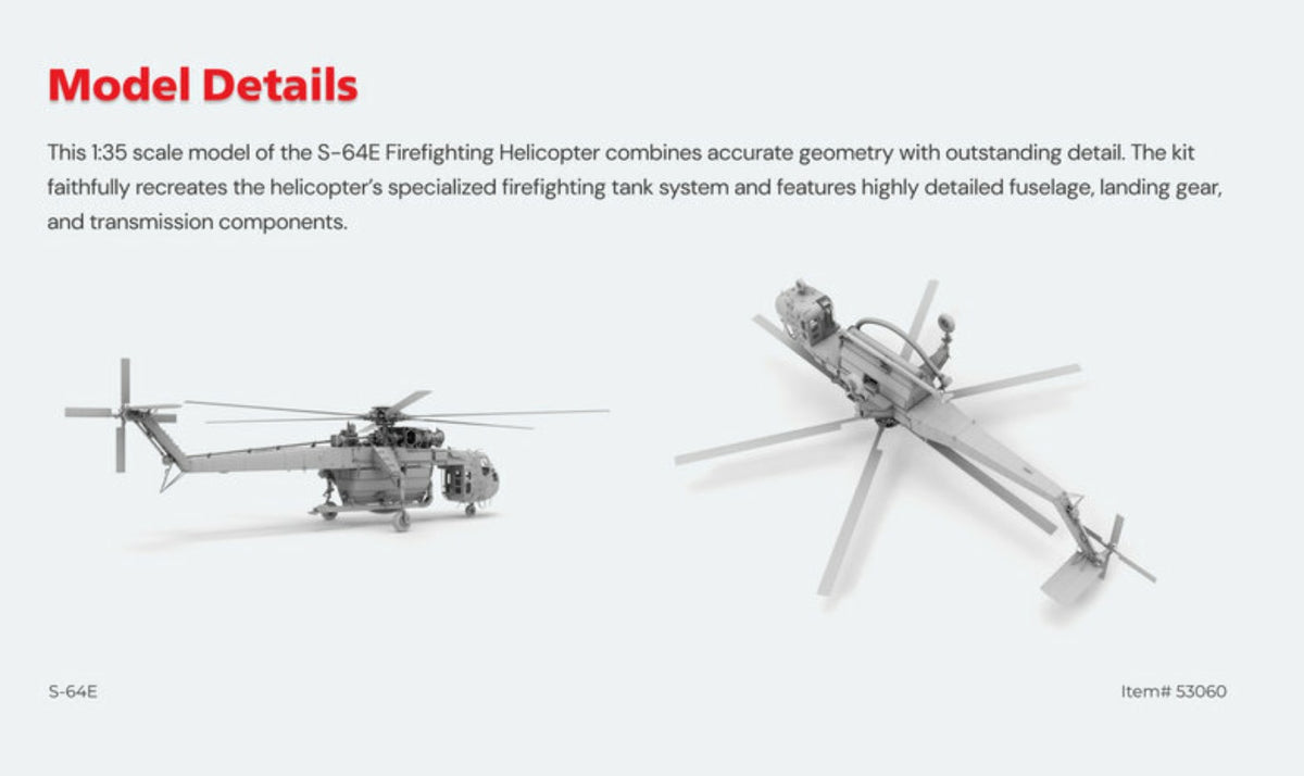 ICM 53060 1:35 Sikorsky S-64E Firefighting Helicopter