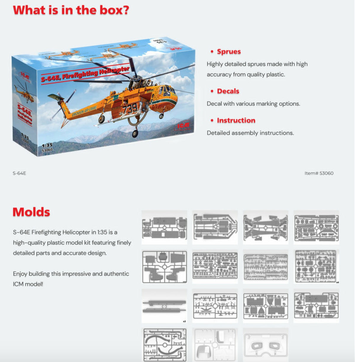 ICM 53060 1:35 Sikorsky S-64E Firefighting Helicopter