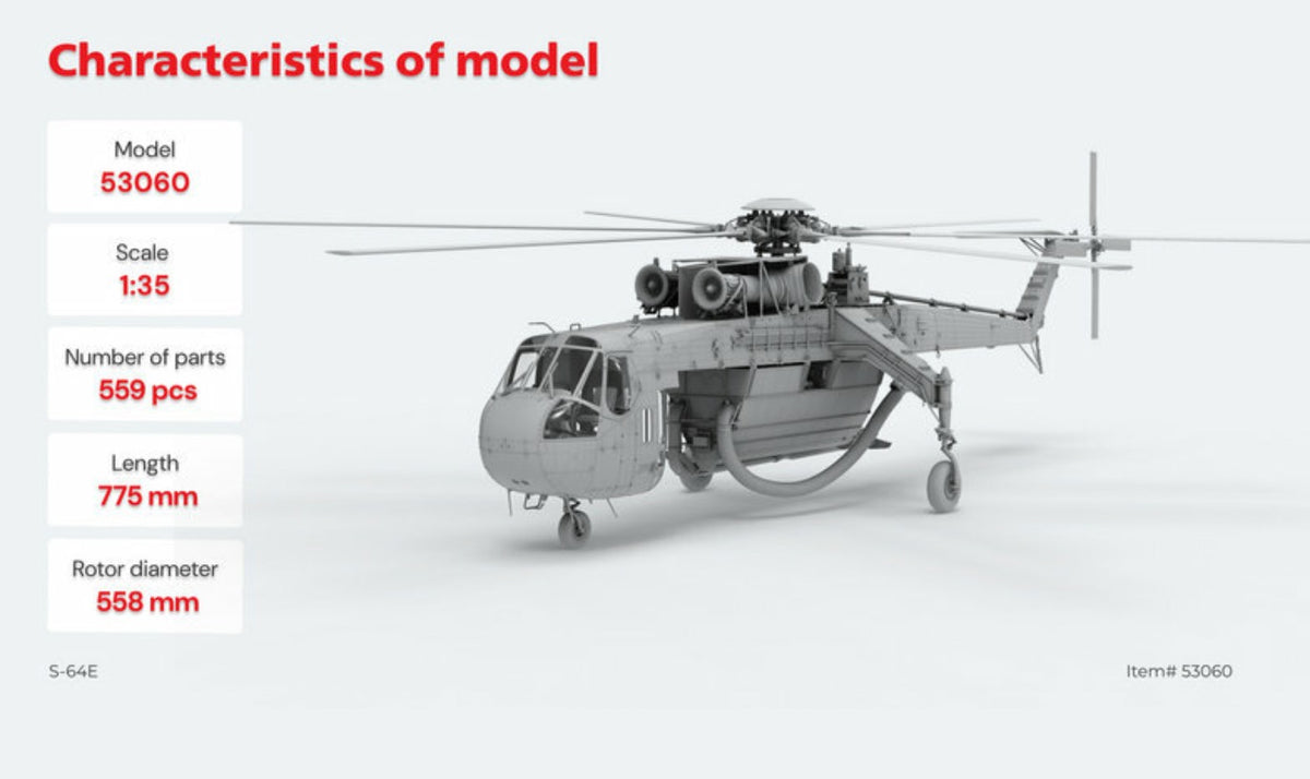 ICM 53060 1:35 Sikorsky S-64E Firefighting Helicopter