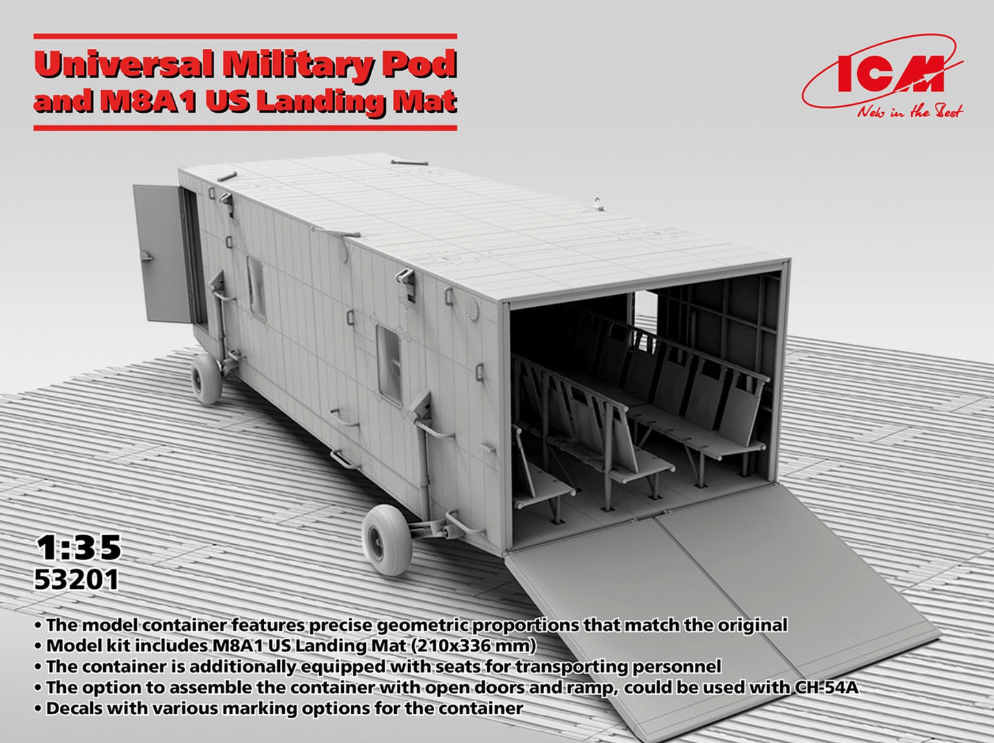 ICM 53201 1:35 Universal Military Pod And M8A1 US Landing Mat