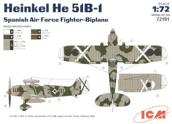 ICM 72191 1:72 Heinkel He-51B Spanish Air Force Fighter-Biplane