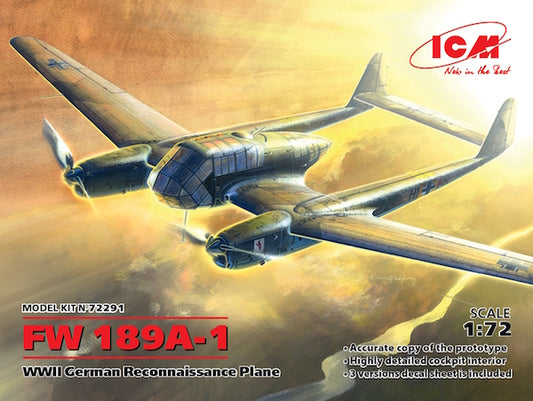 ICM 72291 1:72 Focke-Wulf Fw-189A-1 WWII German Reconnaissance Plane