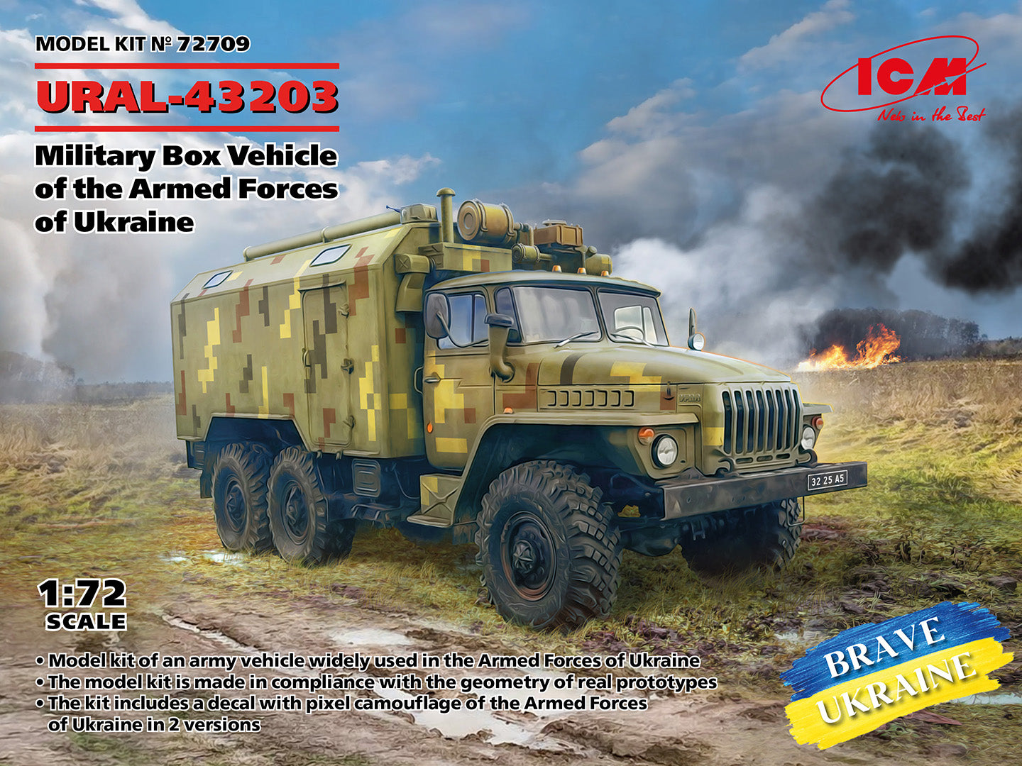 ICM 72709 1:72 URAL-43203 Military Box Vehicle of the Armed Forces of Ukraine