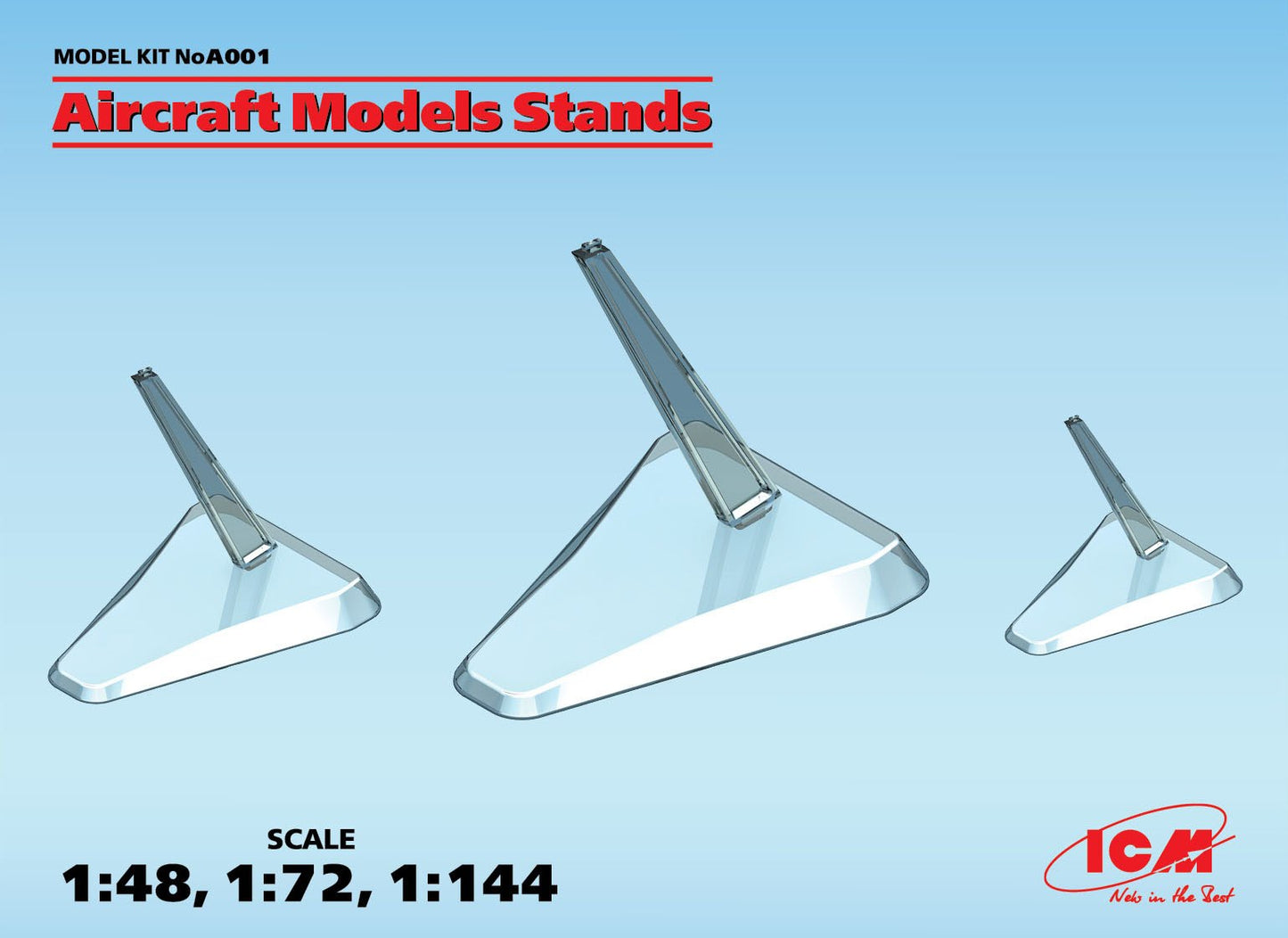 ICM A001 - Clear Plastic Aircraft Models Stands (1:48, 1:72, 1:144)