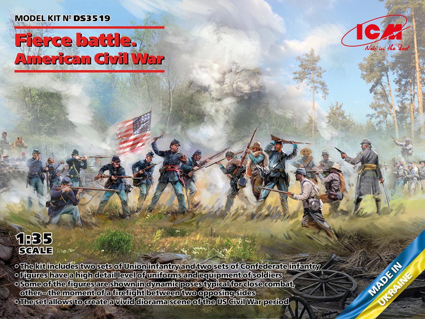 ICM DS3519 1:35 Fierce Battle American Civil War Diorama Set