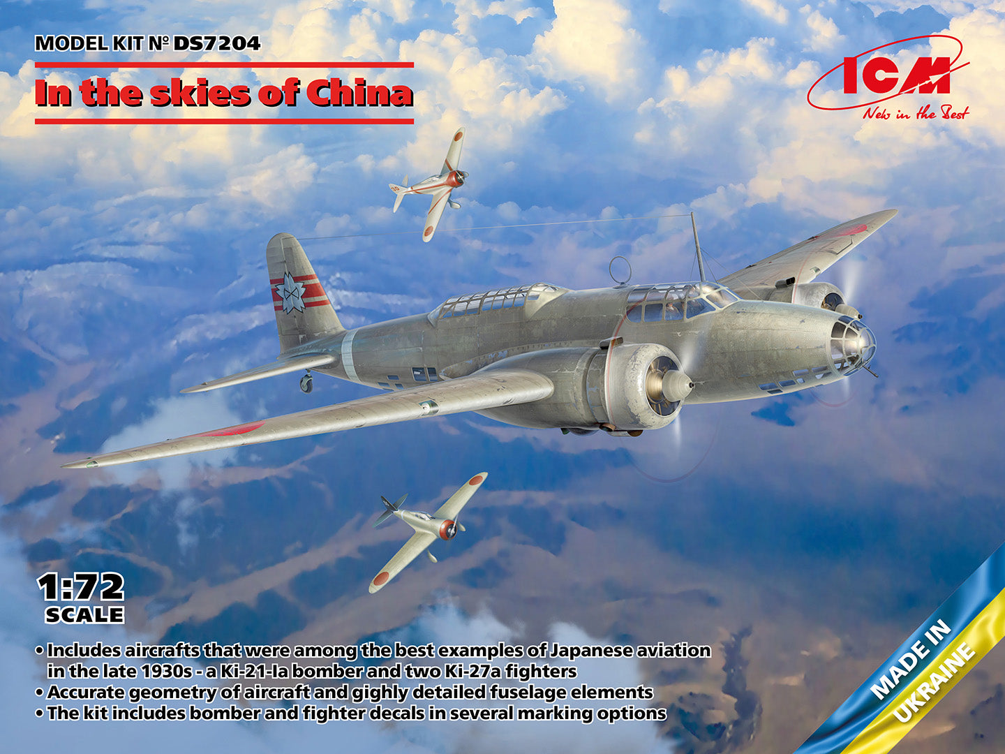 ICM DS7204 1:72 In the skies of China (Mitsubishi Ki-21-Ia, two Ki-27a) Diorama Set